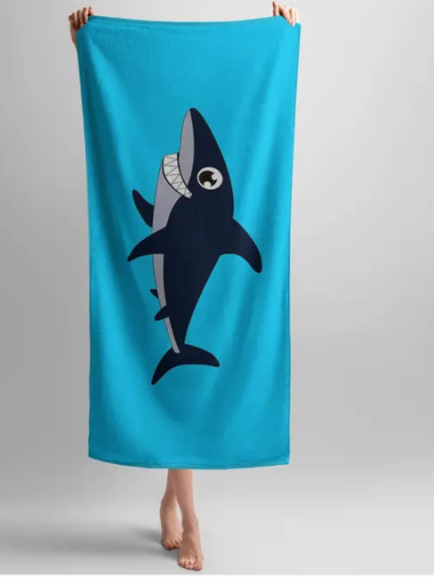 GIELYPANO Family Fun Shark Print Cotton Beach Towel